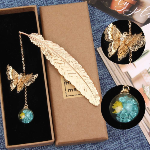 Marcapáginas de Pluma con Mariposa