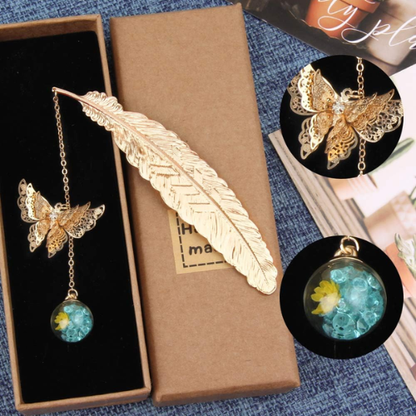 Marcapáginas de Pluma con Mariposa